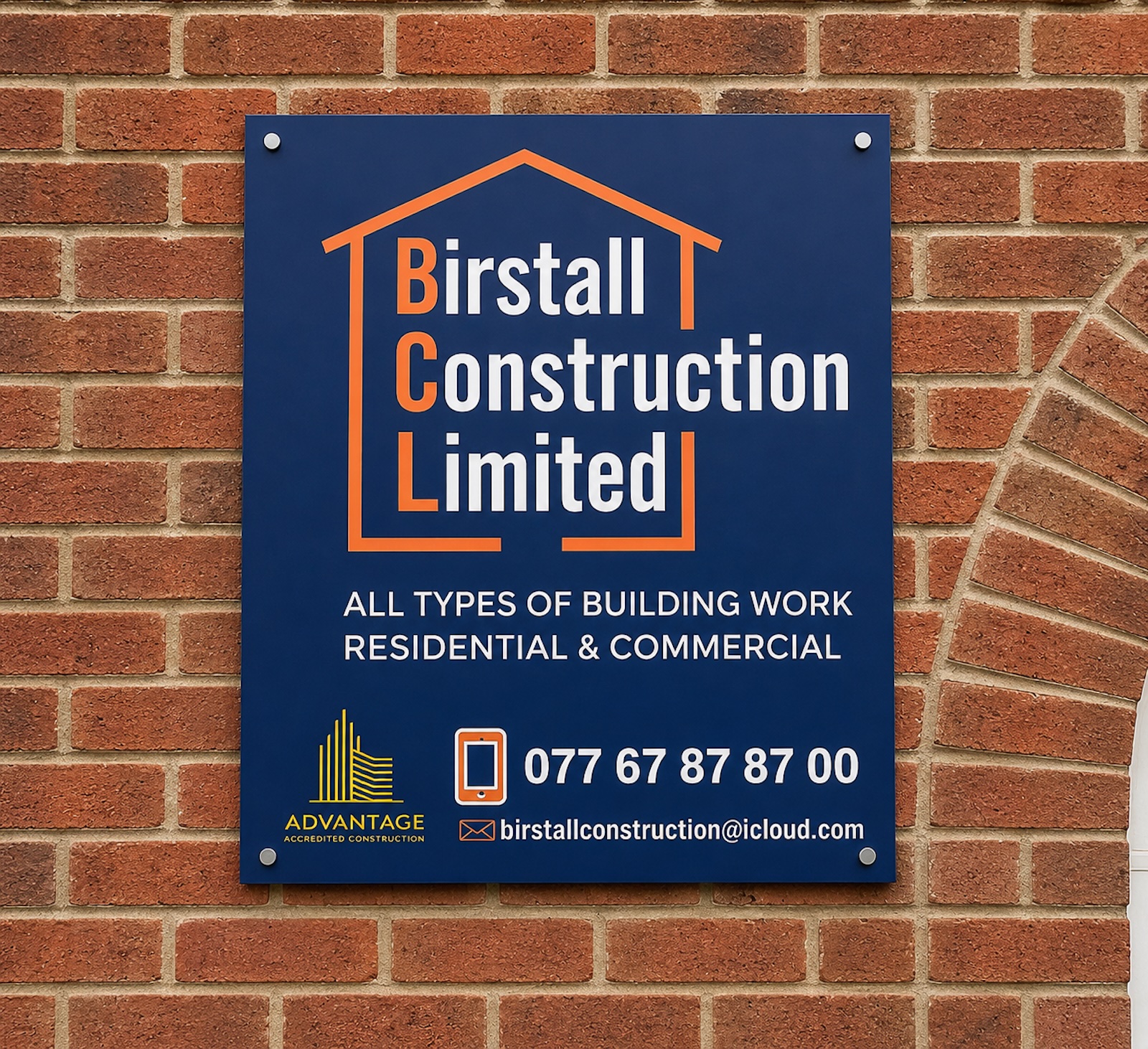 Birstall Construction Limited company sign, Leicester
